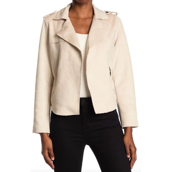 T Tahari Jackets & Blazers - T Tahari | Faux Suede Crop Moto Jacket